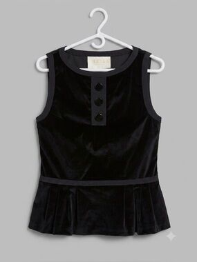 Thread Social Black Velvet Peplum Top Size 4 Made in USA